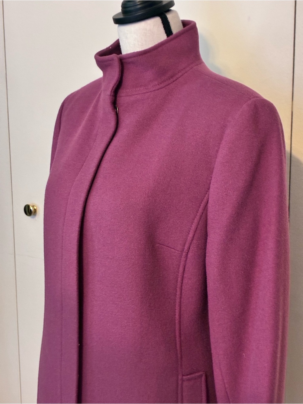 Talbots Plum Stand-Collar Wool Three Quarter Coat